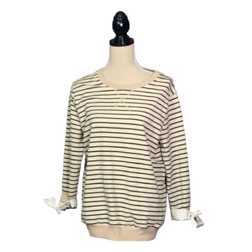 Doe & Rae Beige Striped Sweatshirt